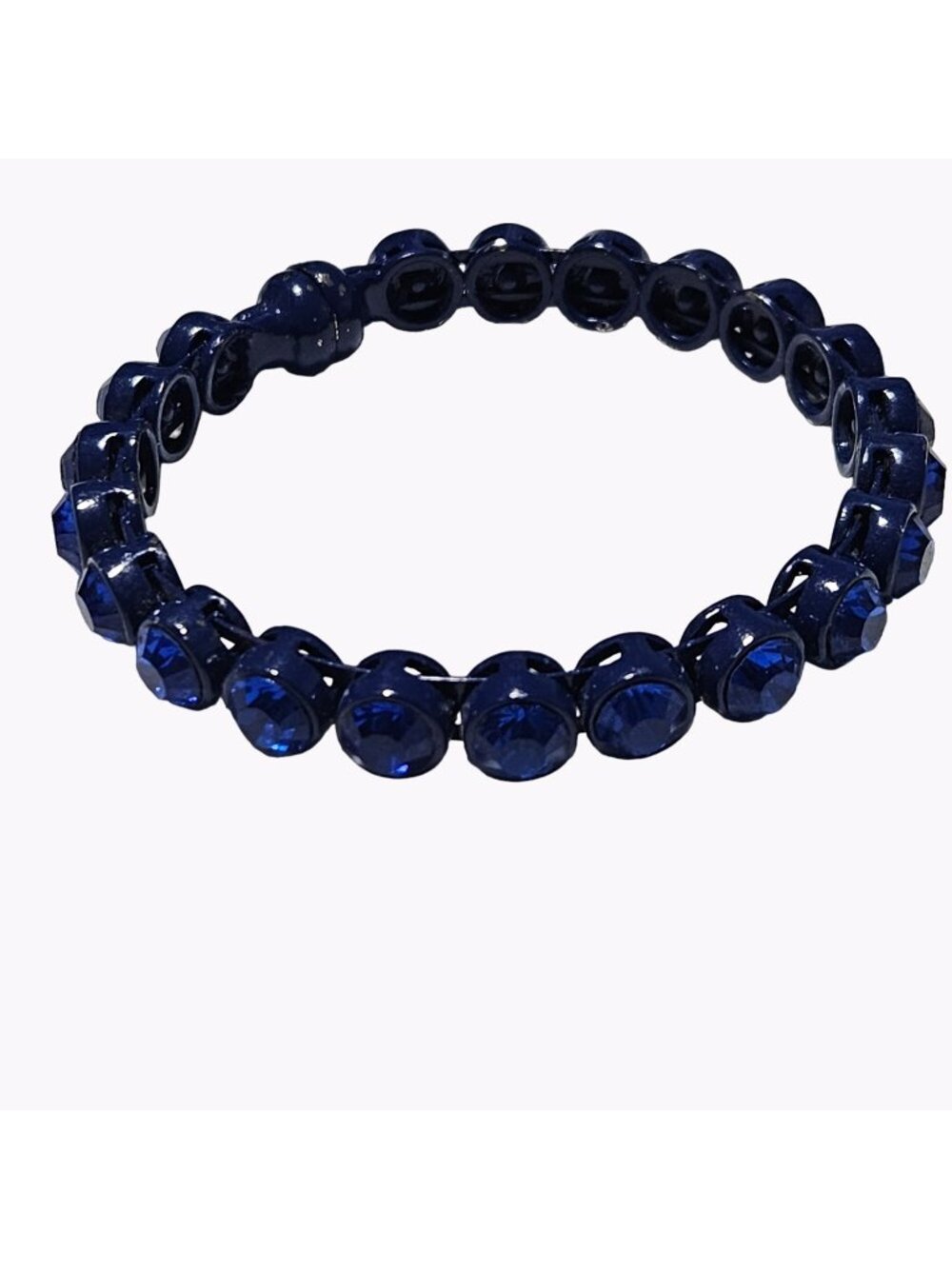 Elegant Beaded Cuff Bracelet Blue Faceted Beads Magnetic Closure Minimalist